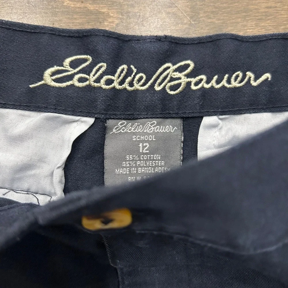 Eddie‎ Bauer Girls' School Pants Navy Flat Front Straight Leg 12